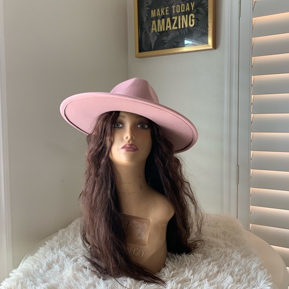 NEW Very nice wide brim new pink fedora hat - Picture 1 of 3